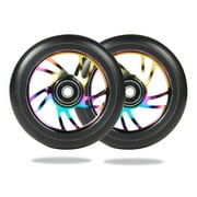 YasTant 2pcs 110mm Scooter Wheels Replacement Set - Smooth Bearings Installed | Metal Core, High-Rebound PU for Razor, Fuzion, Vokul Scooters